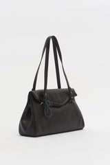 Double Handle Charm Detail Shopper Bag - Coffee