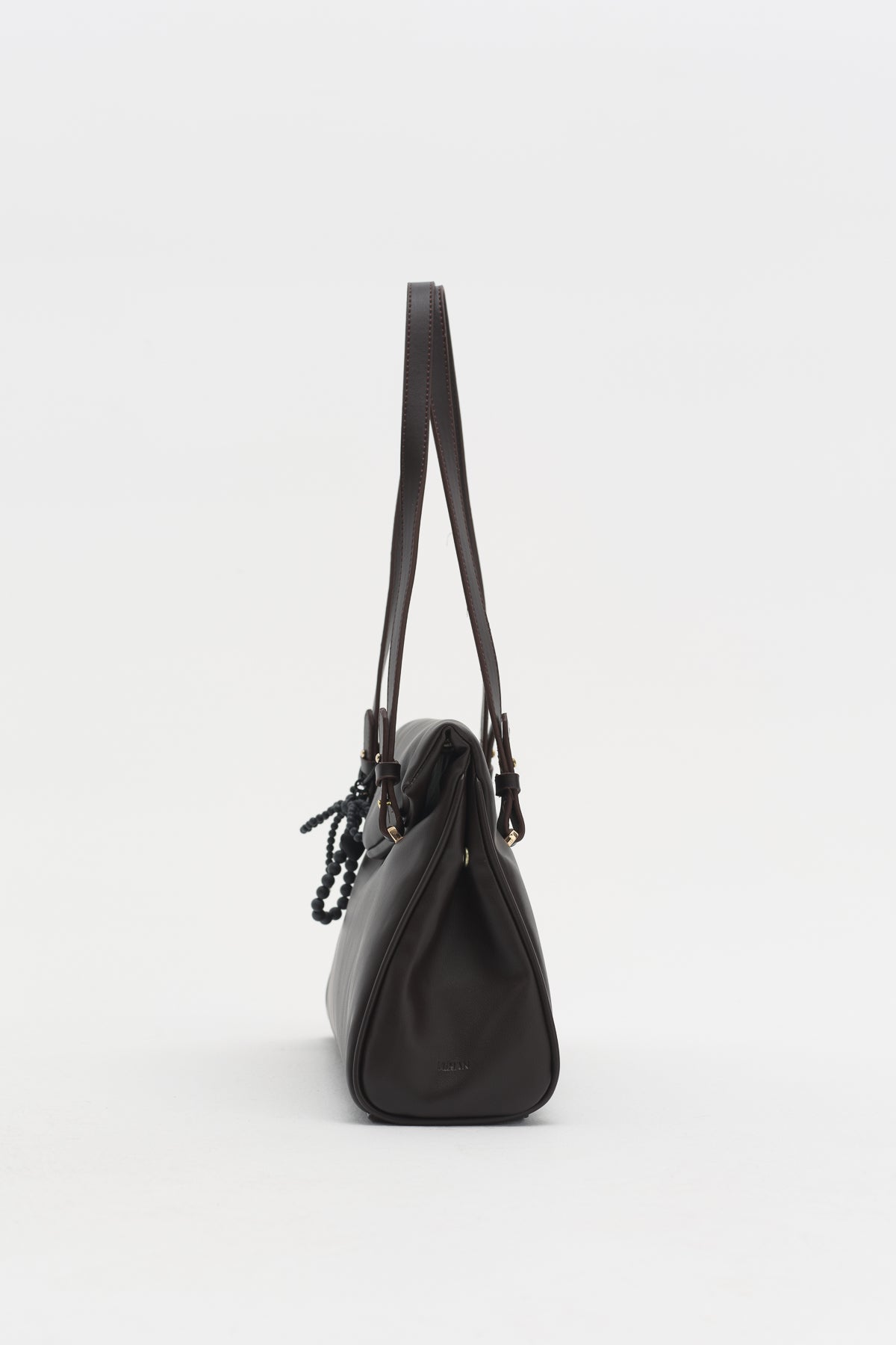 Double Handle Charm Detail Shopper Bag - Coffee