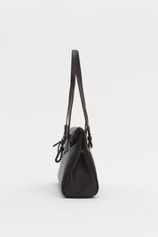 Double Handle Charm Detail Shopper Bag - Coffee