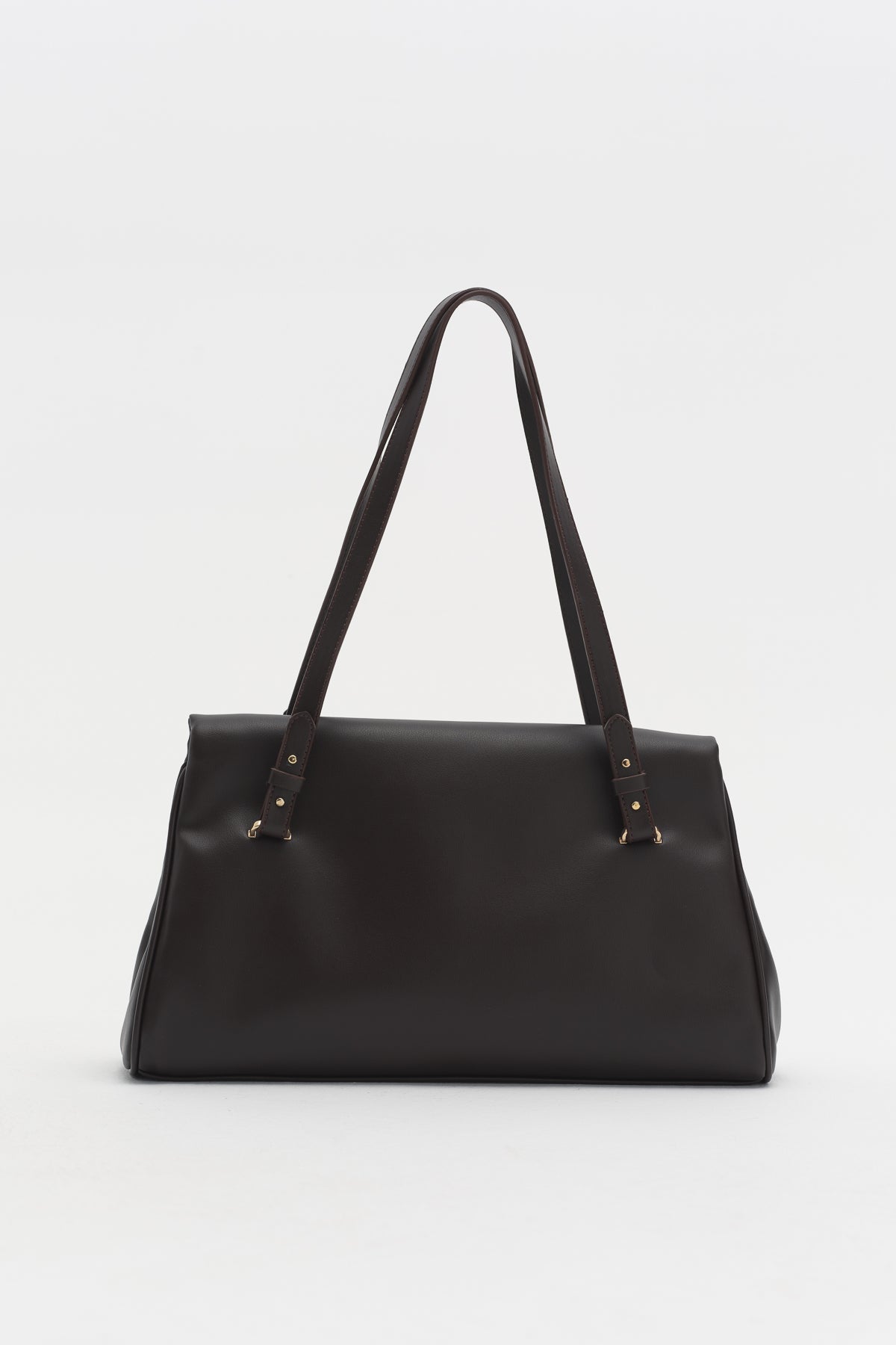 Double Handle Charm Detail Shopper Bag - Coffee