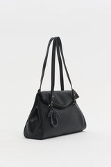 Double Handle Shopper Bag with Charm Detail - Black