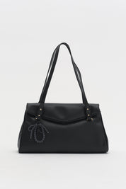 Double Handle Shopper Bag with Charm Detail - Black