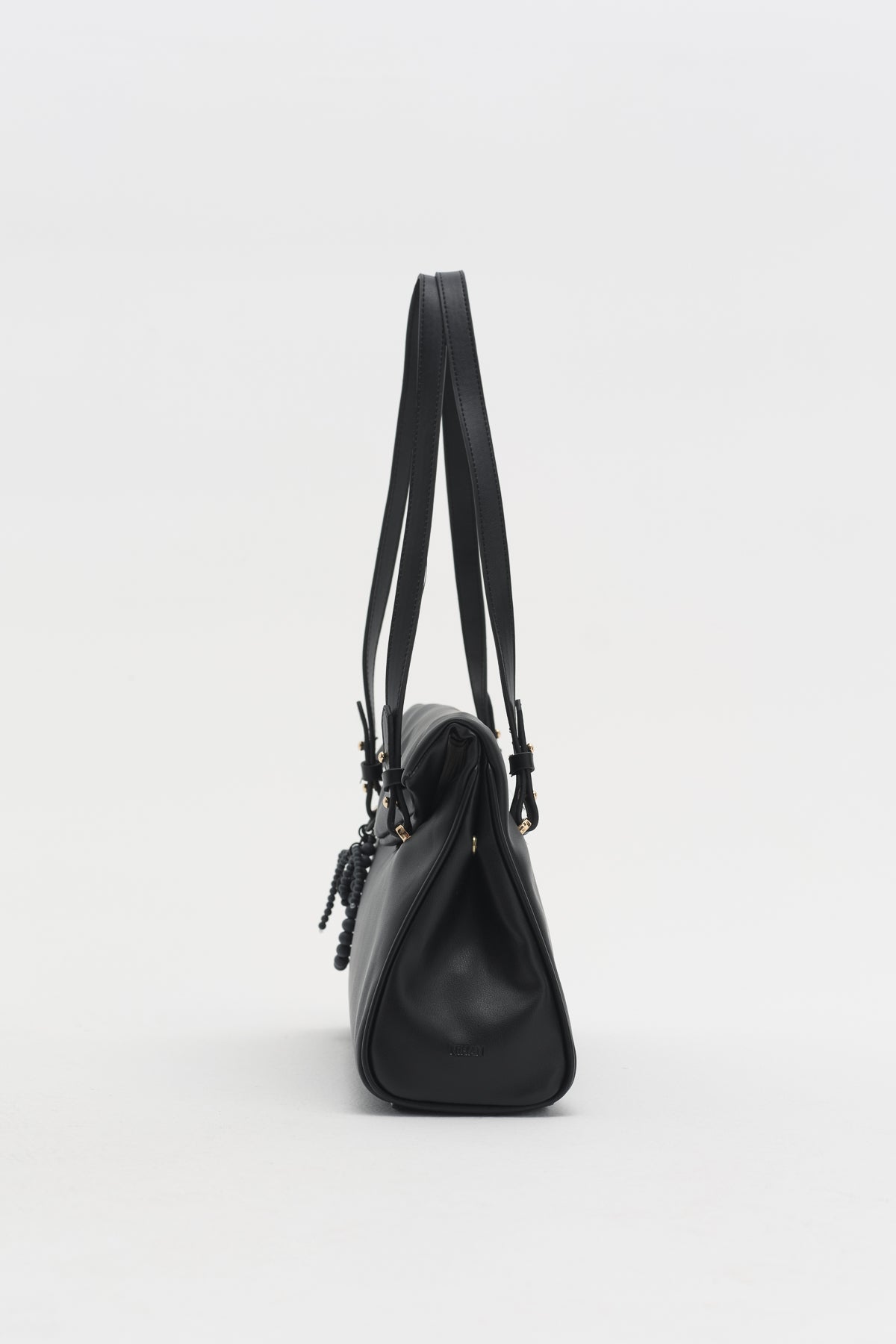 Double Handle Shopper Bag with Charm Detail - Black