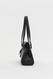 Double Handle Shopper Bag with Charm Detail - Black