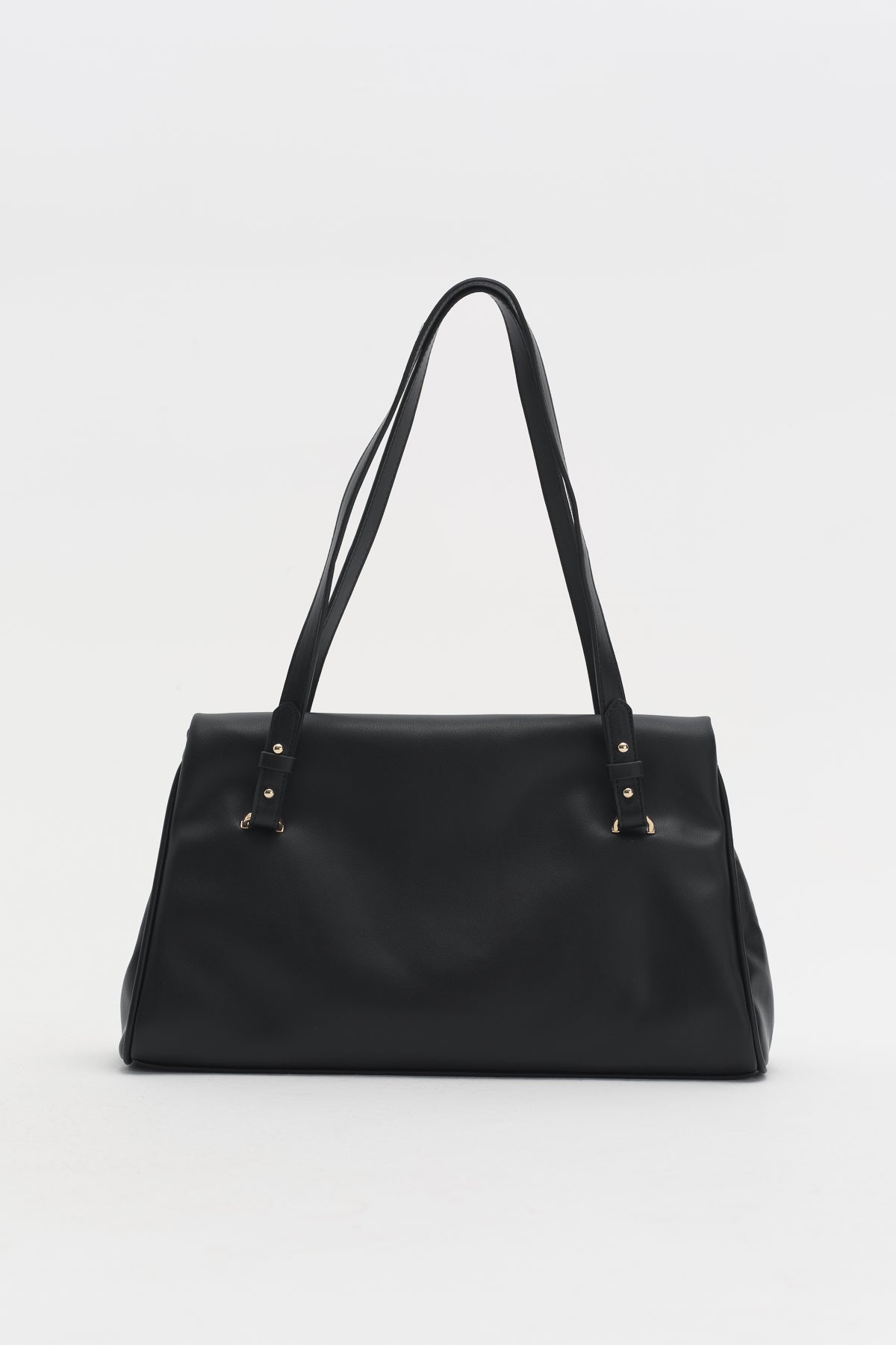 Double Handle Shopper Bag with Charm Detail - Black