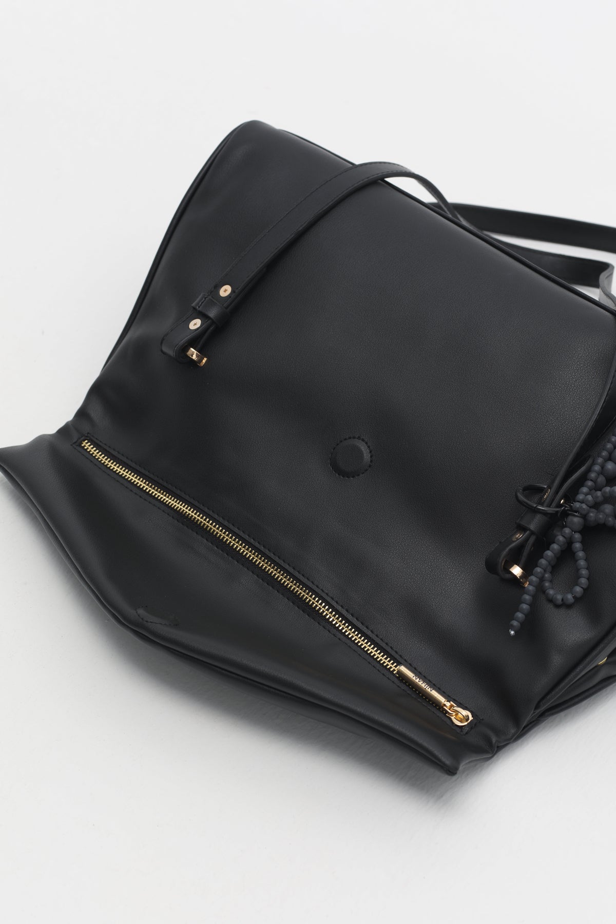 Double Handle Shopper Bag with Charm Detail - Black