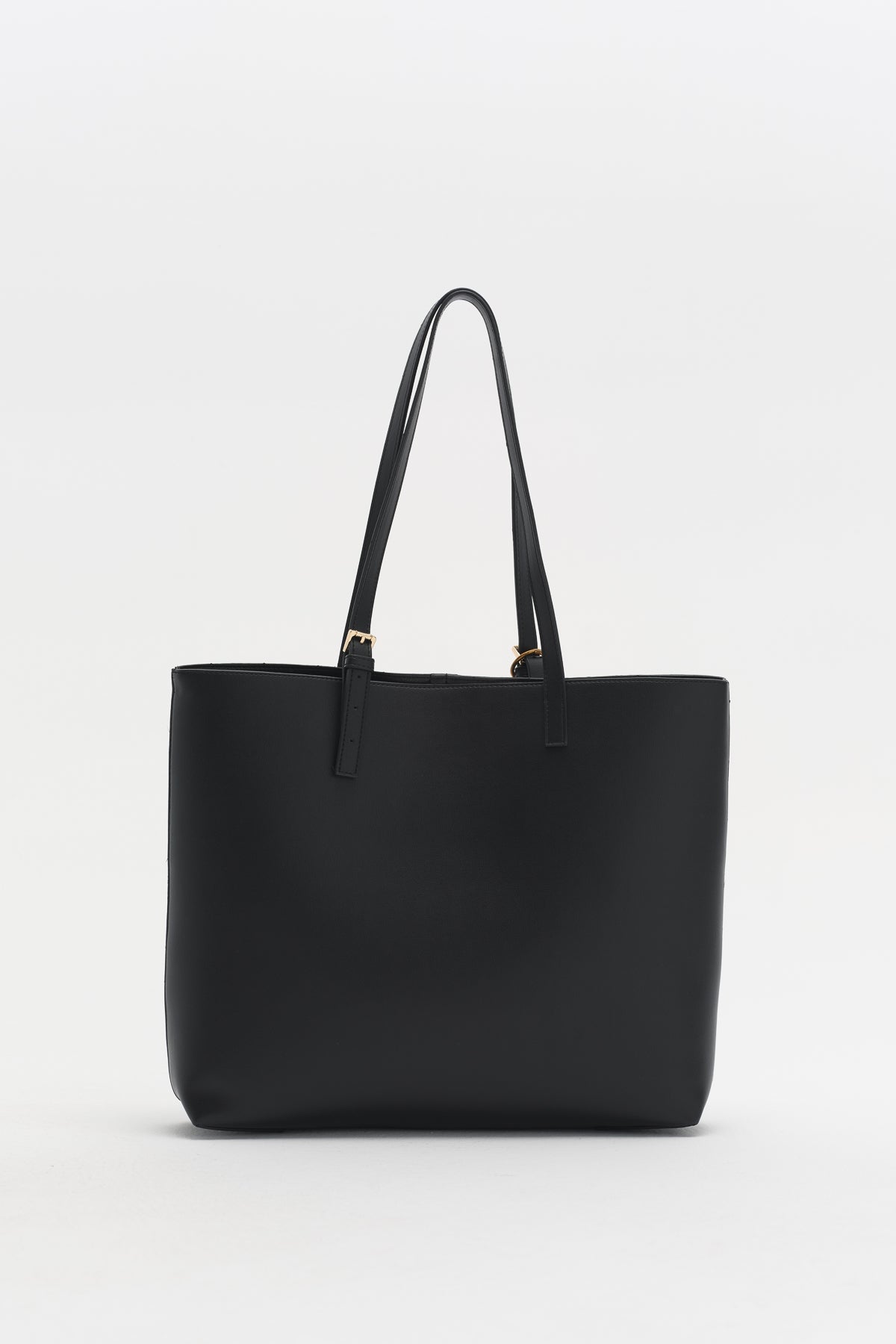 Double Handle Charm Detail Shopper Bag - Black