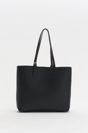 Double Handle Charm Detail Shopper Bag - Black