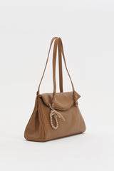 Twin Handle Shopper Bag with Charm Detail - Tan