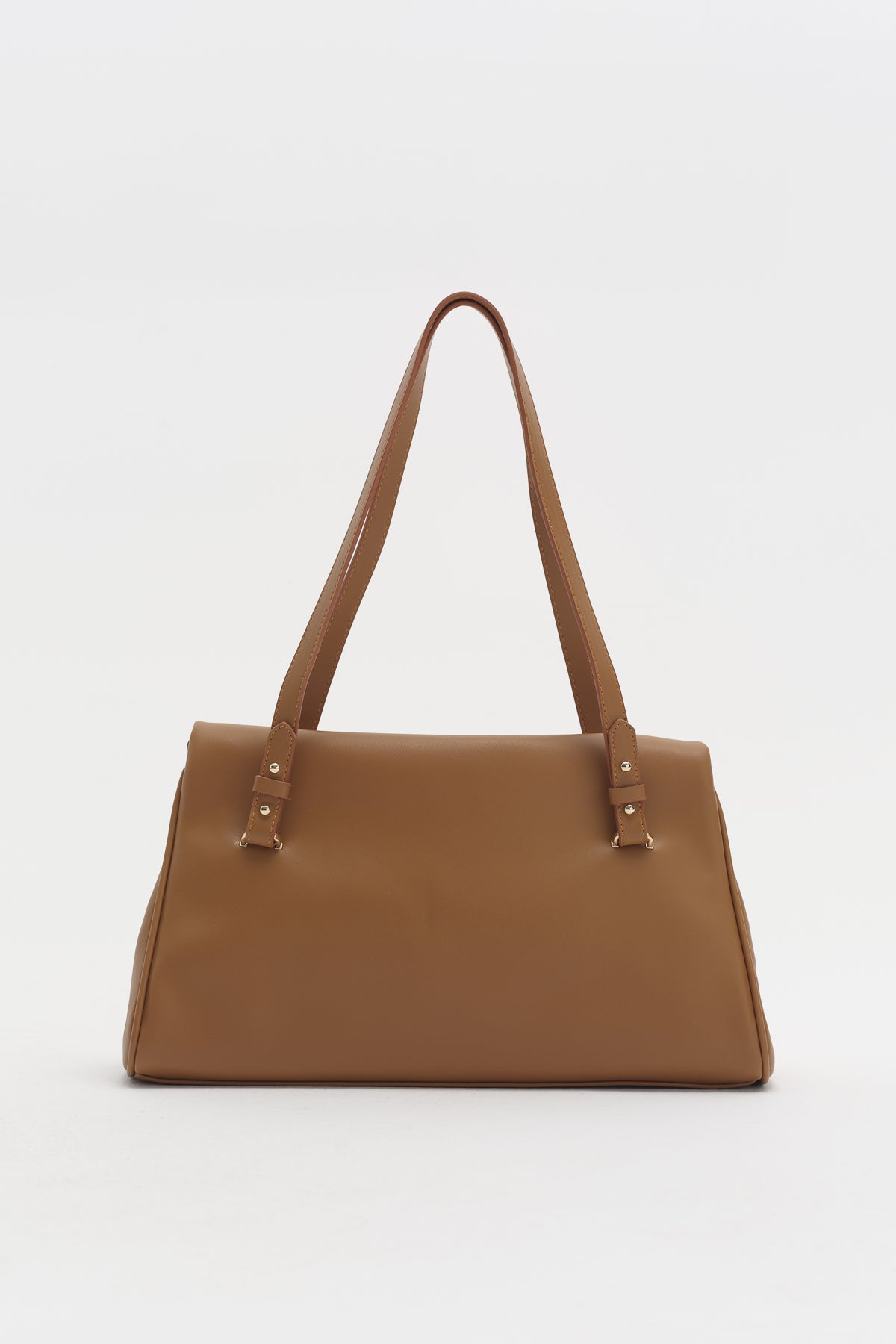 Twin Handle Shopper Bag with Charm Detail - Tan