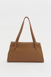 Twin Handle Shopper Bag with Charm Detail - Tan