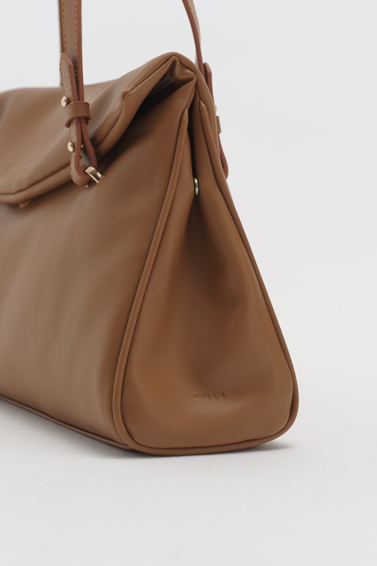 Twin Handle Shopper Bag with Charm Detail - Tan