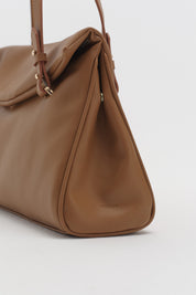 Twin Handle Shopper Bag with Charm Detail - Tan