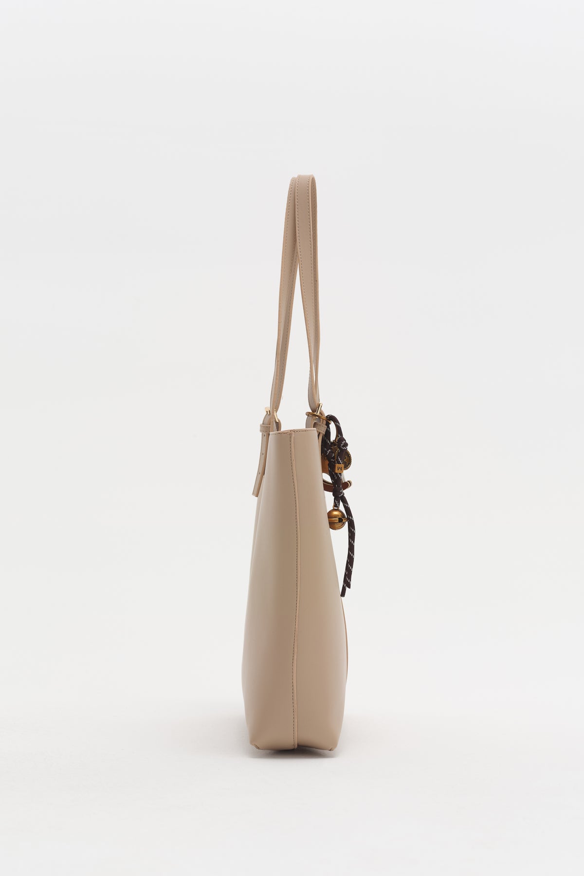 Dual Handle Charm Detail Shopper Bag - Earth