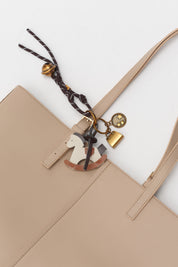 Dual Handle Charm Detail Shopper Bag - Earth