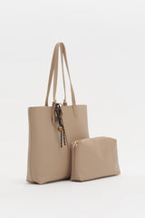 Dual Handle Charm Detail Shopper Bag - Earth