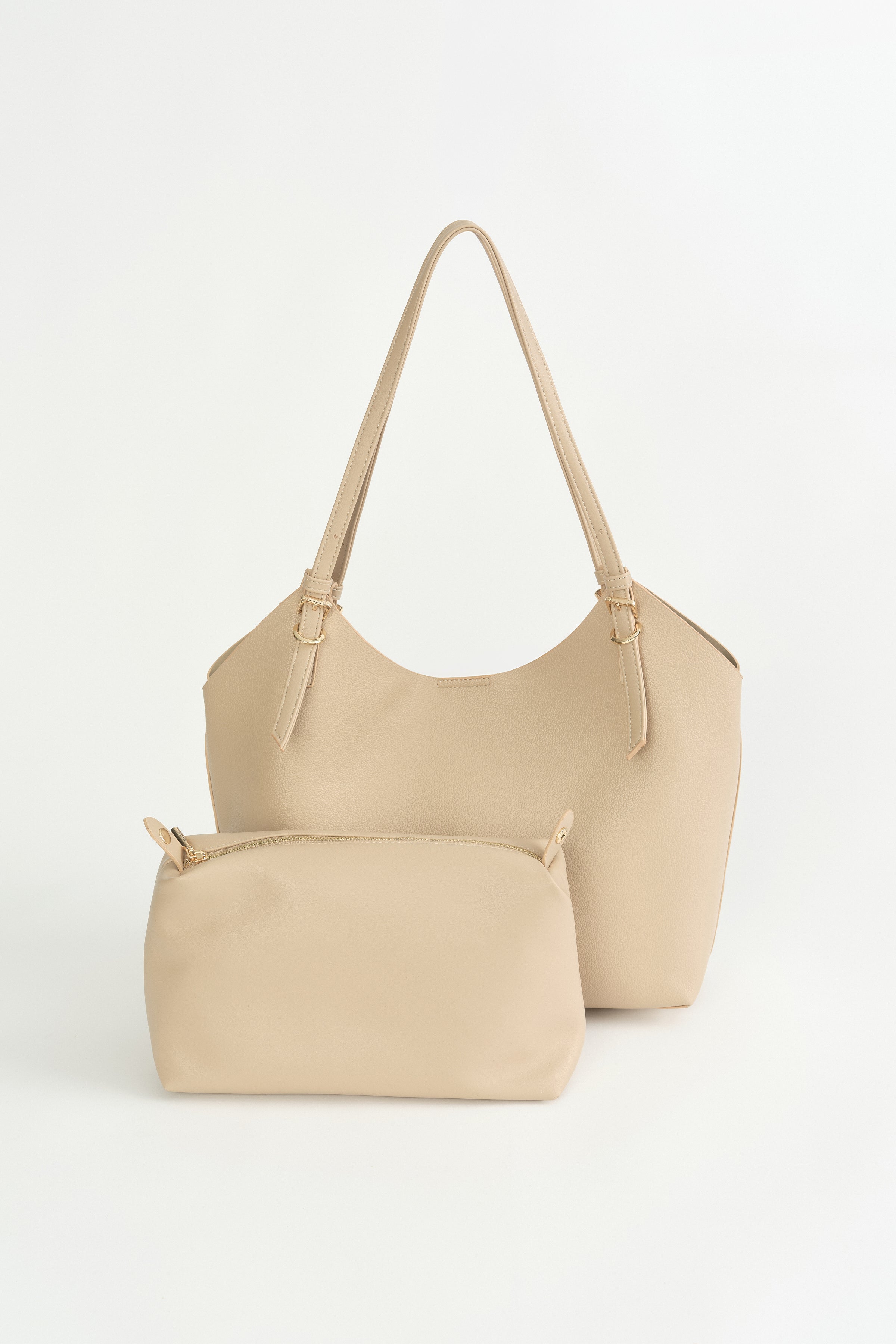 Çift Saplı Shopper Çanta - Vizon