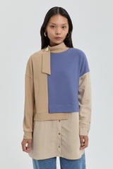 Çizgi Garnili Örme Tunik - Camel