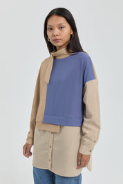 Çizgi Garnili Örme Tunik - Camel