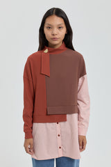 Striped Trim Knitted Tunic - Tan