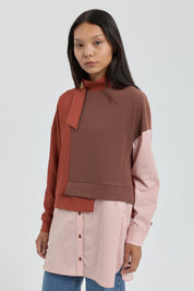 Striped Trim Knitted Tunic - Tan