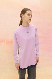 Striped Fabric Detailed Knitted Tunic - Lilac