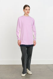 Striped Fabric Detailed Knitted Tunic - Lilac