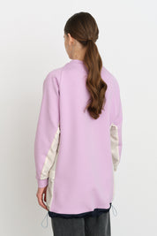 Striped Fabric Detailed Knitted Tunic - Lilac