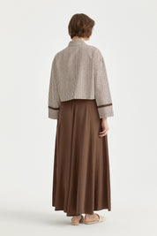 Striped Crop Linen Shirt - Coffee