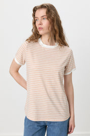 Çizgili T-Shirt - Pudra