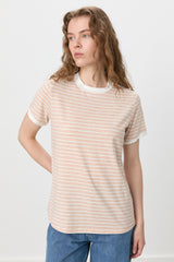 Çizgili T-Shirt - Pudra
