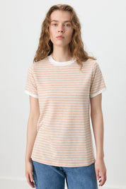 Çizgili T-Shirt - Pudra
