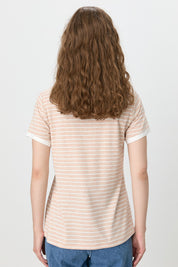 Çizgili T-Shirt - Pudra