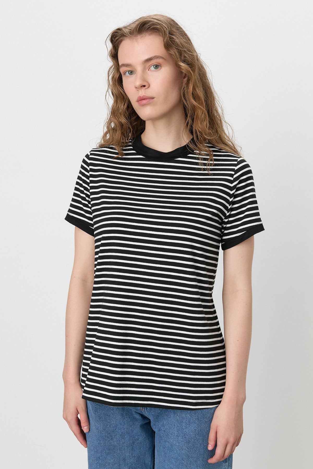Çizgili T-Shirt - Siyah