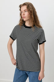 Çizgili T-Shirt - Siyah
