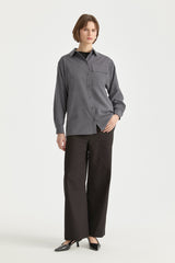 Striped Tunic with Pocket Detail - Dark Grey