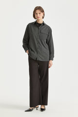 Striped Tunic with Pocket Detail - Black