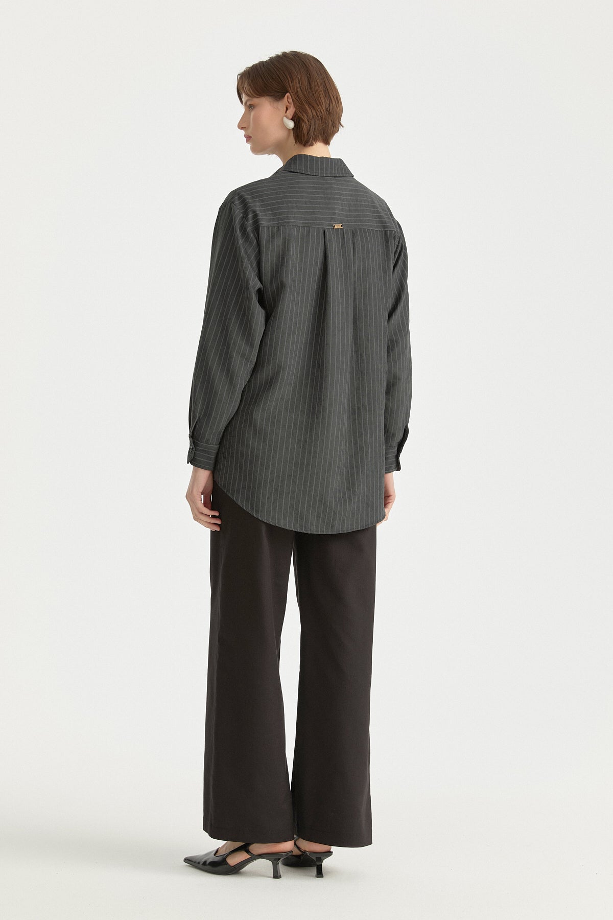 Striped Tunic with Pocket Detail - Black
