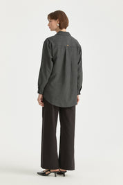 Striped Tunic with Pocket Detail - Black