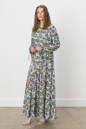 Multilayered Embroidered Dress - Purple