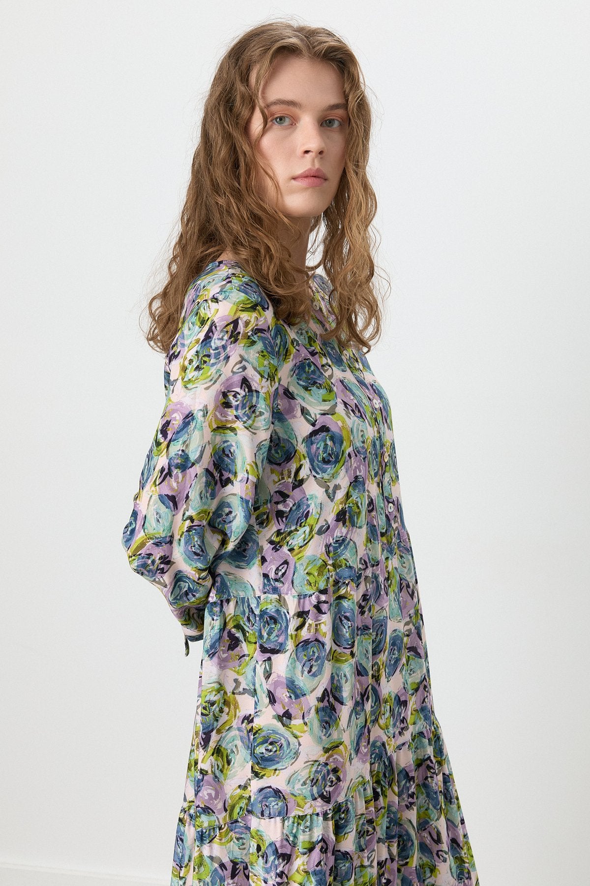 Multilayered Embroidered Dress - Purple