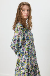 Multilayered Embroidered Dress - Purple