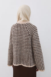 Multicolored Sequin Knit Wide-Sleeved Sweater - Beige