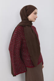 Multicolored Sequin Knit Wide-Sleeved Sweater - Burgundy