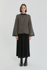 Multicolored Sequin Knit Wide-Sleeved Sweater - Black
