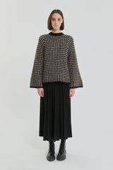 Multicolored Sequin Knit Wide-Sleeved Sweater - Black