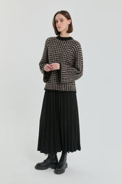 Multicolored Sequin Knit Wide-Sleeved Sweater - Black
