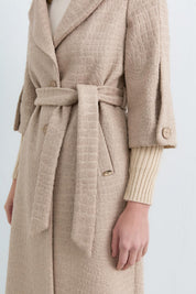 Crocidile Patterned Belted Coat - Mink