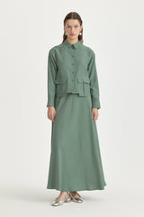 Lyocell Suit with Crop Shirt - Moss Green