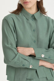 Lyocell Suit with Crop Shirt - Moss Green